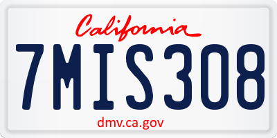 CA license plate 7MIS308