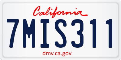 CA license plate 7MIS311