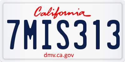 CA license plate 7MIS313