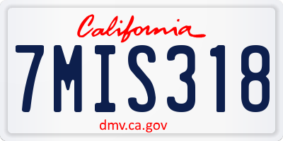 CA license plate 7MIS318