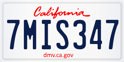 CA license plate 7MIS347