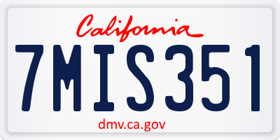 CA license plate 7MIS351