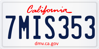 CA license plate 7MIS353