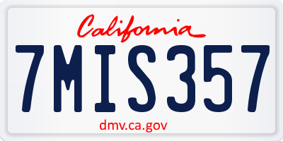 CA license plate 7MIS357