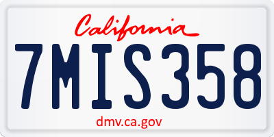 CA license plate 7MIS358