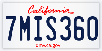 CA license plate 7MIS360