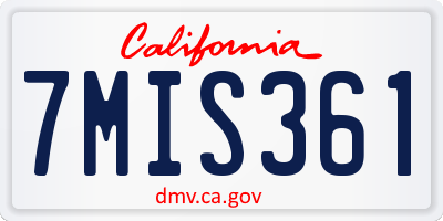 CA license plate 7MIS361