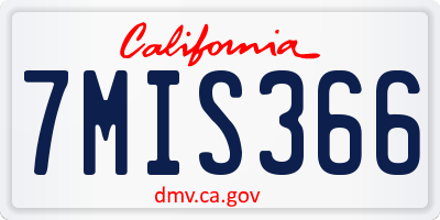 CA license plate 7MIS366