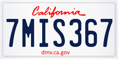 CA license plate 7MIS367