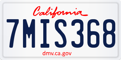 CA license plate 7MIS368