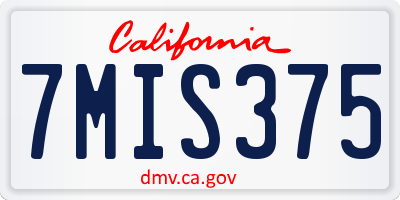 CA license plate 7MIS375