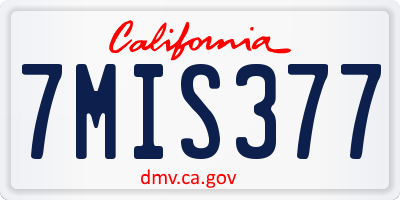 CA license plate 7MIS377