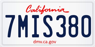 CA license plate 7MIS380