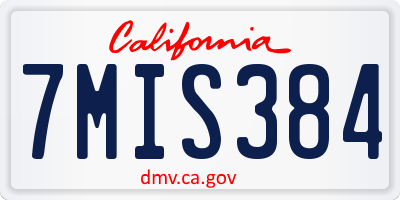 CA license plate 7MIS384
