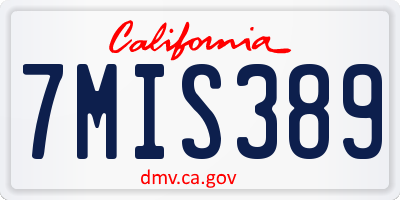 CA license plate 7MIS389