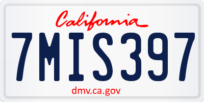 CA license plate 7MIS397