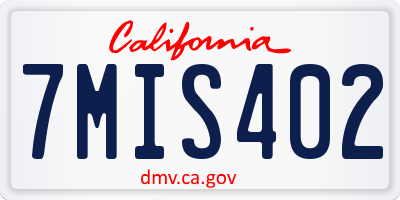CA license plate 7MIS402