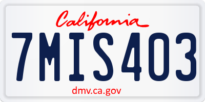 CA license plate 7MIS403