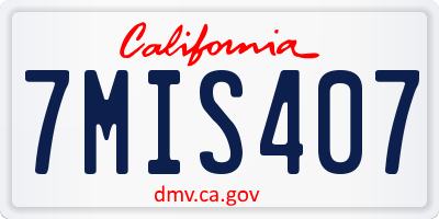 CA license plate 7MIS407