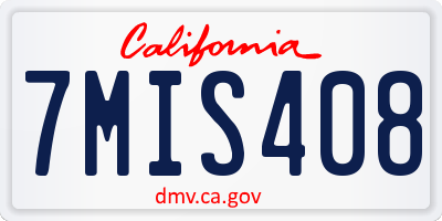 CA license plate 7MIS408