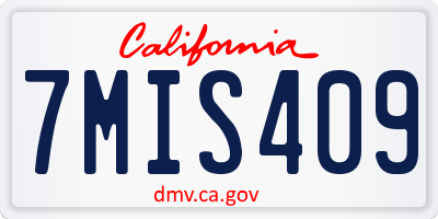 CA license plate 7MIS409