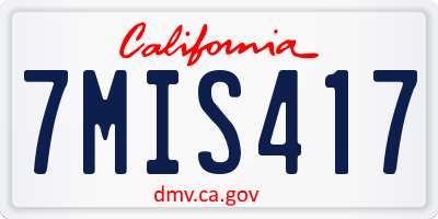 CA license plate 7MIS417