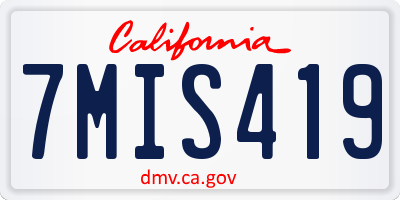CA license plate 7MIS419