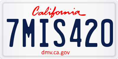CA license plate 7MIS420