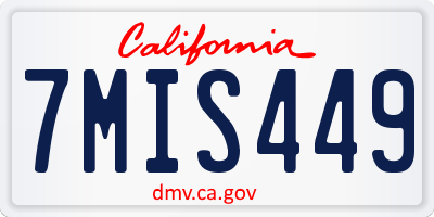 CA license plate 7MIS449