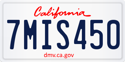 CA license plate 7MIS450