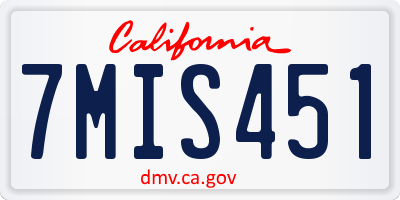 CA license plate 7MIS451