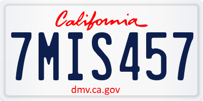 CA license plate 7MIS457