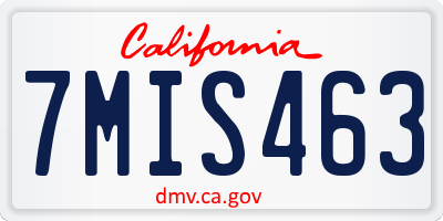 CA license plate 7MIS463