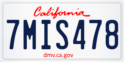 CA license plate 7MIS478