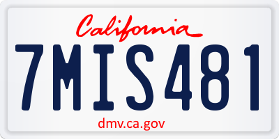 CA license plate 7MIS481