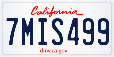 CA license plate 7MIS499