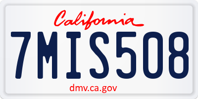 CA license plate 7MIS508