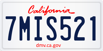 CA license plate 7MIS521