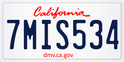 CA license plate 7MIS534