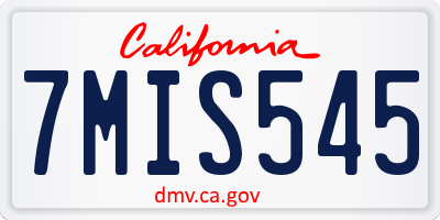 CA license plate 7MIS545
