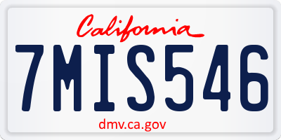 CA license plate 7MIS546