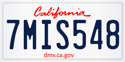 CA license plate 7MIS548