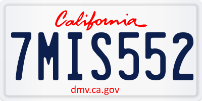 CA license plate 7MIS552