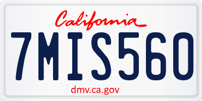 CA license plate 7MIS560