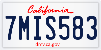CA license plate 7MIS583