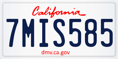 CA license plate 7MIS585