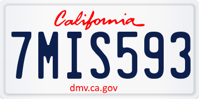 CA license plate 7MIS593