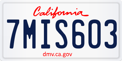 CA license plate 7MIS603