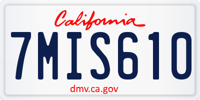 CA license plate 7MIS610