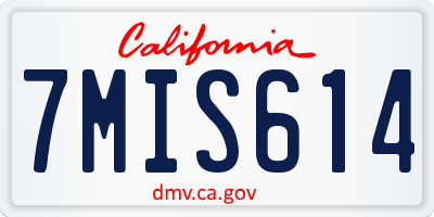 CA license plate 7MIS614